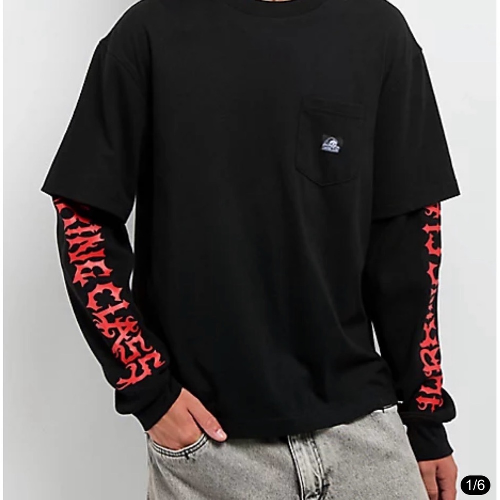 Lurking Class shirt with Skull Graphic and thermal sleeves size XXL NWT - Picture 2 of 4